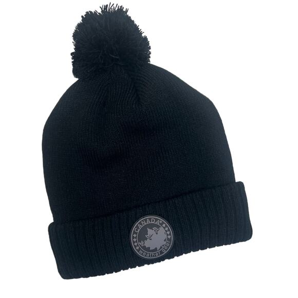 Canada Weather Gear Hat Black Plush Lined Pom-Pom Beanie Excellent Condition!!! - Picture 3 of 5